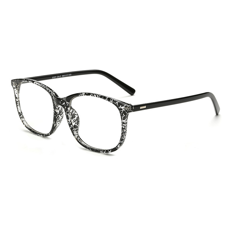 Elbru Women Glasses Frame Men Black Eyeglasses Frame Vintage Oversize Square Frame Clear Lens Glasses Optical Spectacle Frame: Black White