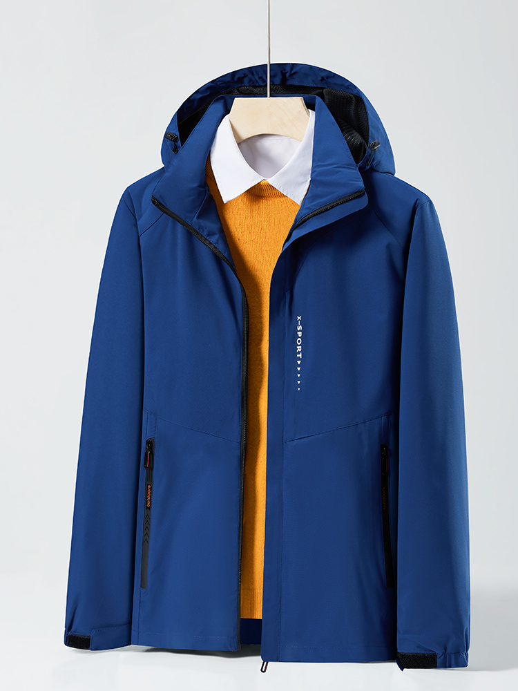Spring Autumn Casual Jacket Men/Women Outdoor Waterproof and Windproof Hooded Windbreaker Coats: L / Blue