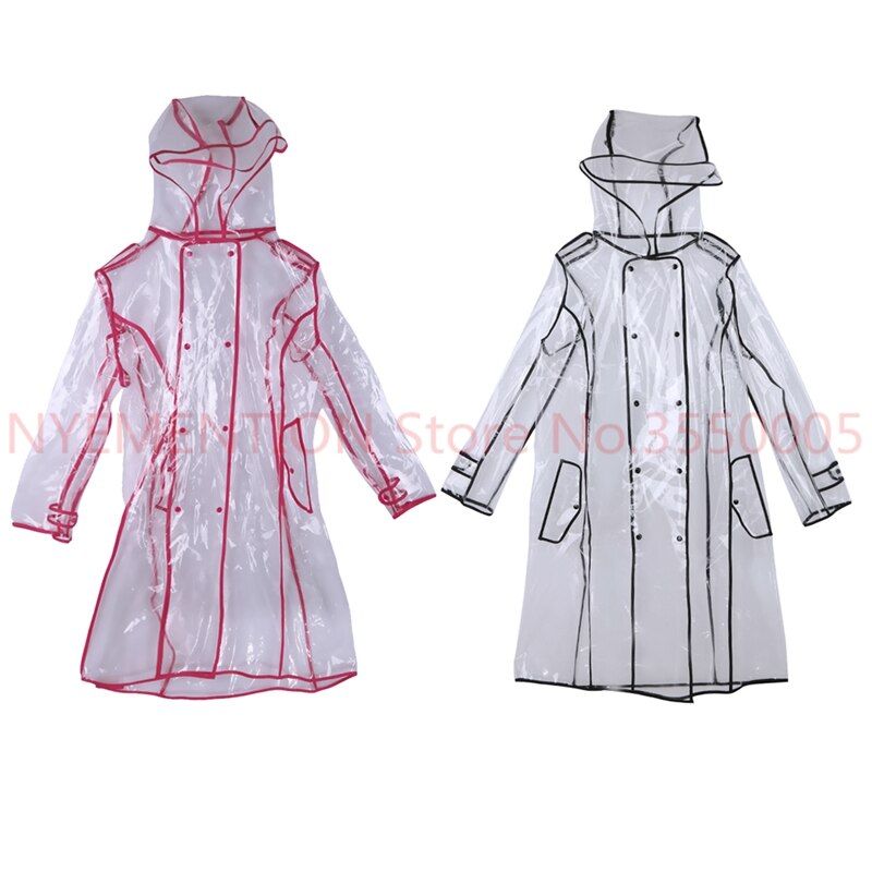 Transparent regnjacka med bälte lång regnjacka för kvinnor vattentät jacka vindjacka regnponcho utomhus capa de lluvia
