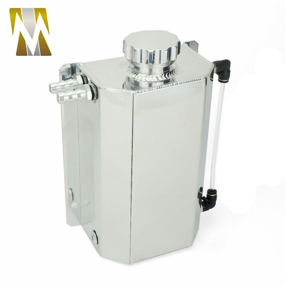 Autoleader 2L Aluminium Cap Water Header Tank Coolant Radiator Overflow Trunk Can Reservoir Kit Recovery Coolant water tank: Silver