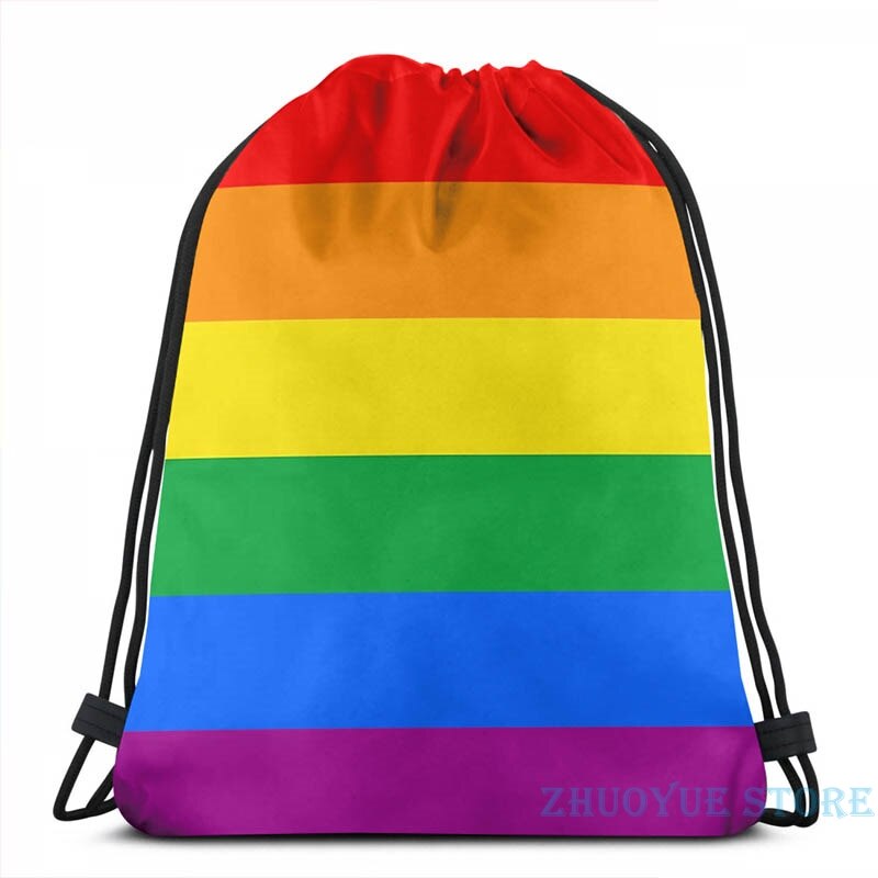 Grappige Grafische Print Gay Pride Vlag Streep Usb Lading Rugzak Mannen Schooltassen Vrouwen Tas Reizen Laptoptas: Drawstring Bag