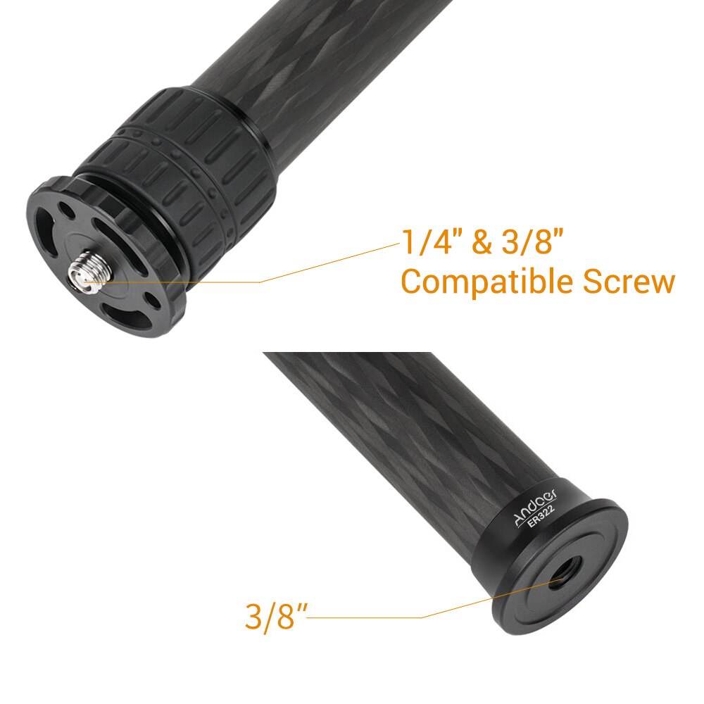 Andoer ER252 25mm Tube Diameter Carbon Fiber Tripod Extender 2-Section Center Column Extension Tube
