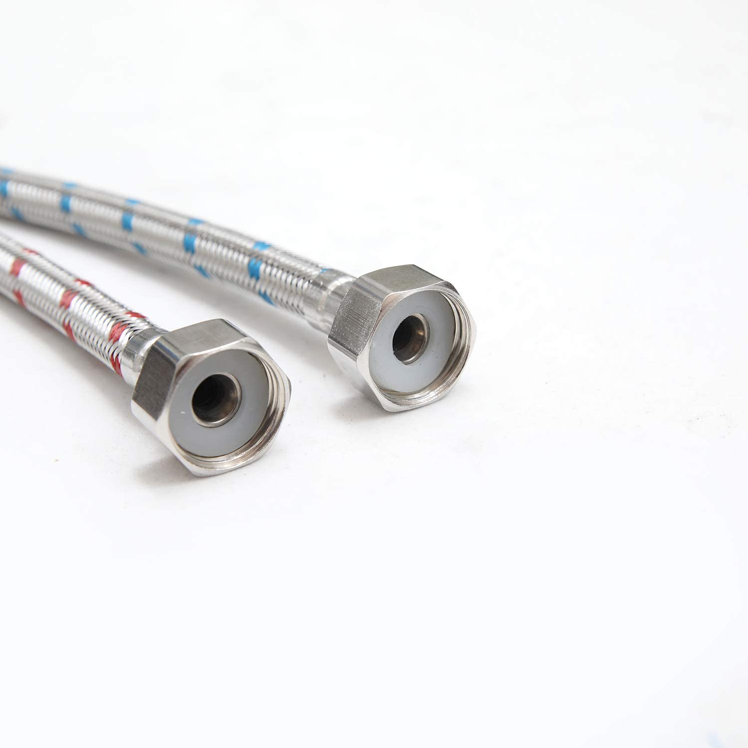 40/60/80cm Long Bathroom Kitchen Faucet Connector Braided Stainless Steel Supply Hose 1/2" Female Compression Thread 2pc/set