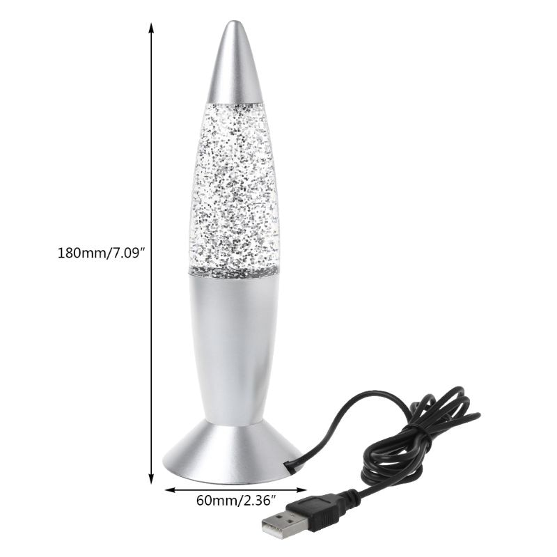 3D Rocket Multi Color Changing Lava Lamp RGB LED Glitter Night Light Jan-23
