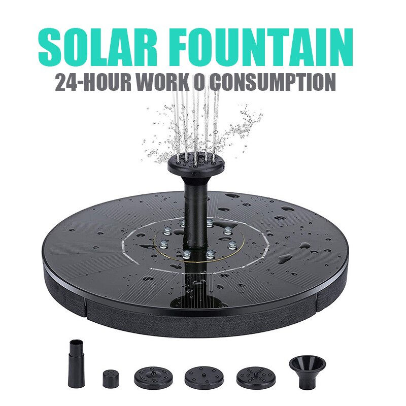 Mini LED Solar Water Fountain Pool Battery 1200mah Waterfall Fountain Garden Decoration Outdoor Bird Bath Floating Courtyard