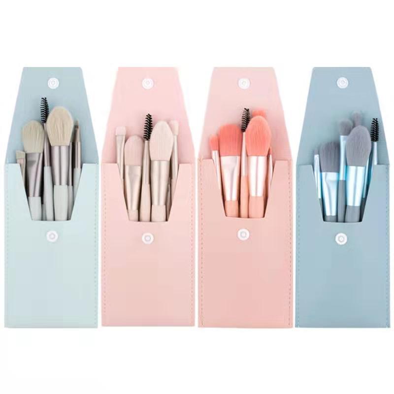 cuero maquillaje de PU bolsa de embalaje 8 Uds Mini viaje de pinceles de maquillaje juego de brochas cosméticas herramientas