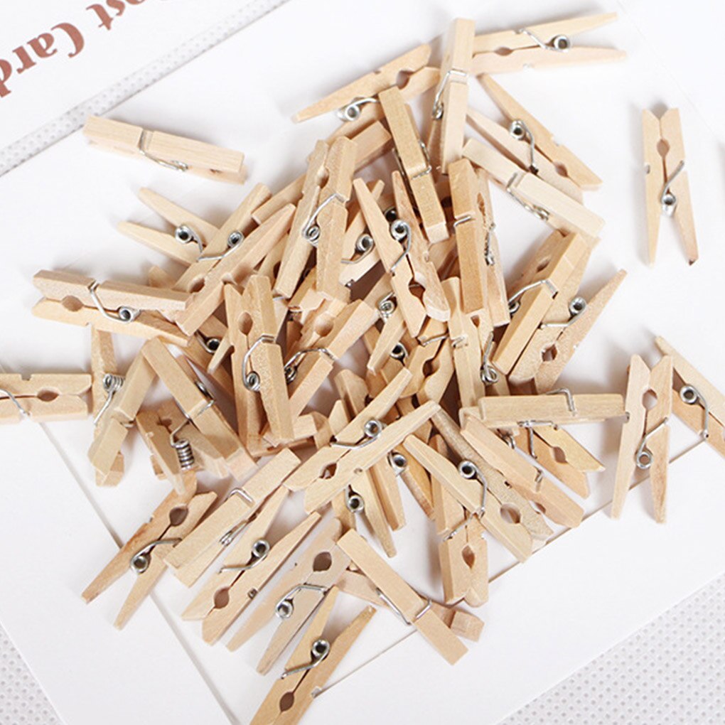 100 Stuks Houten Clip Kleding Broek Drogen Foto Bevestiging Diy Mini Houten Clip Klemmen Diverse Set