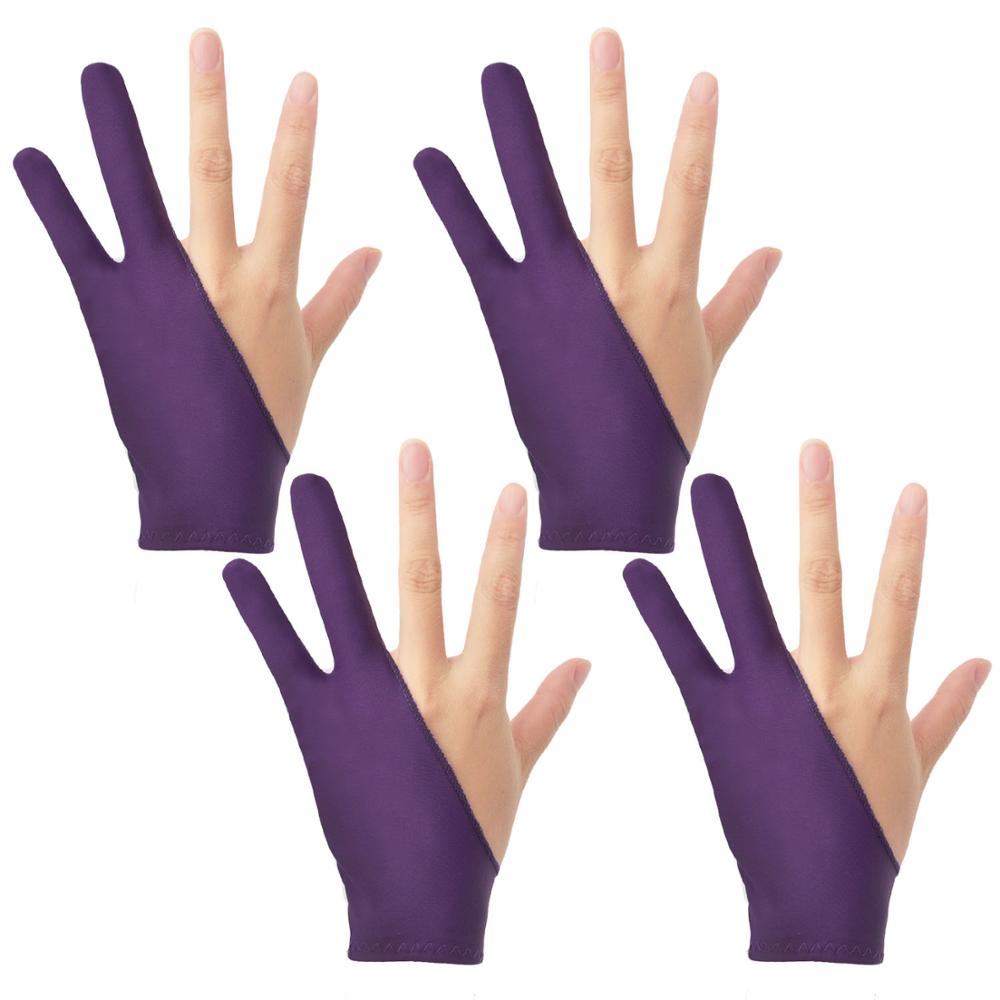 Gants de dessin à 2 doigts pour artiste , Anti-salissure pour tablette graphique, stylo de dessin, taille M, 4 pièces
