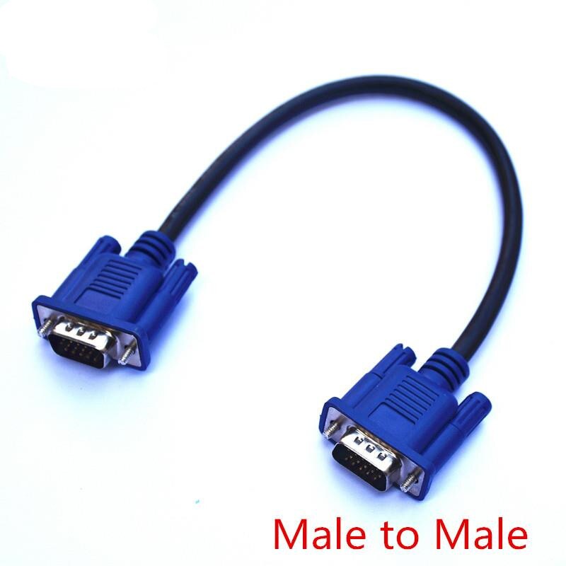 Cabo macho para macho 30cm 50cm hd15pin, vga d-sub, cabo de vídeo curto macho para macho m/m cabo rgb para fêmea e fêmea para fêmea