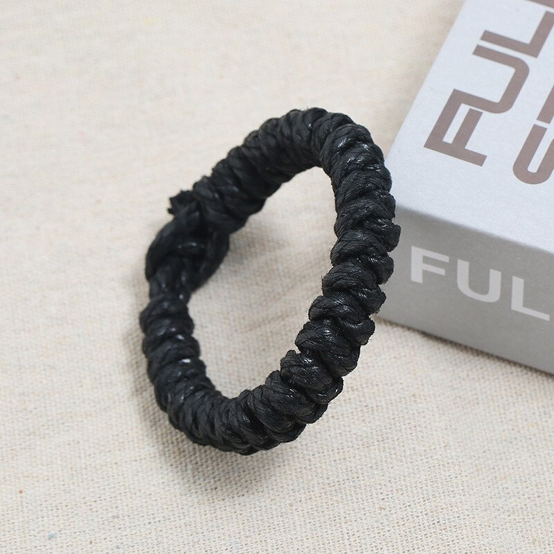 Punk Cotton Rope Braided Bracelet for Men Jewelry Vintage Wrap Wristband Women's Bracelets Hand Strap: Light Yellow Gold Color