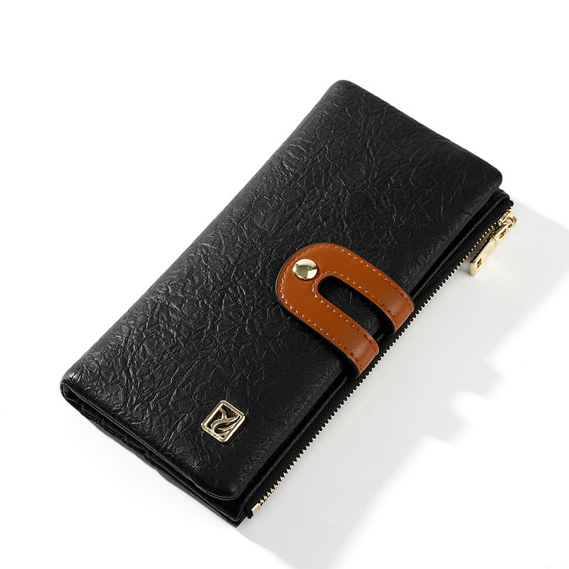 LISM Wallet Women's Long Casual Multifunction Mobile Wallet Multi Card Holder Large Capacity Women Clutch: black