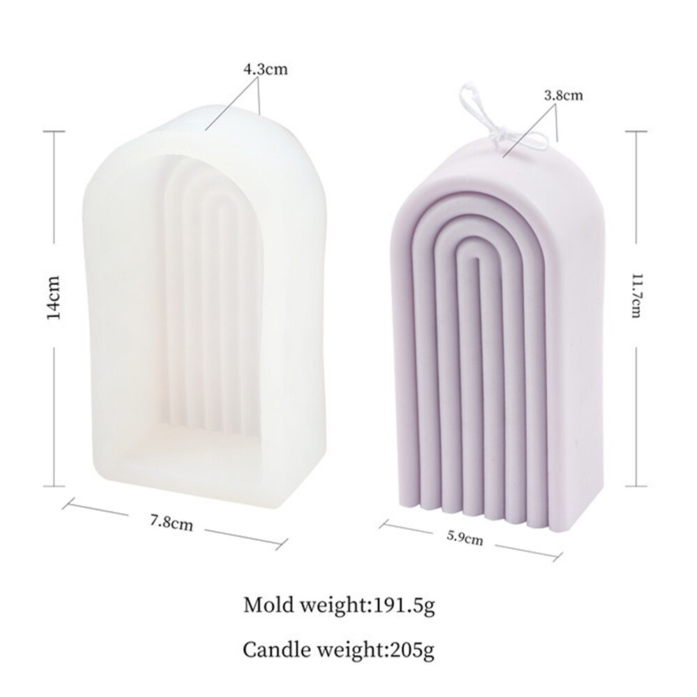 Molde de silicona con arco de arcoíris geométrico para Vela, artesanía 3D hecha a mano, molde de aromaterapia, suministro de fabricación de moldes de soja, novedad