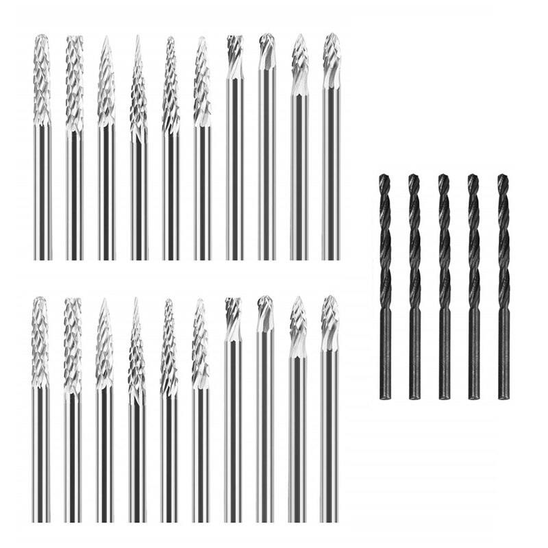 ! 25Pcs Rotary Cutters,End Mill Rotary Steel Bit Files Diamond Drill Bits,Rotary Tool With 1/8Inch Shank For DIY Carpen: Default Title