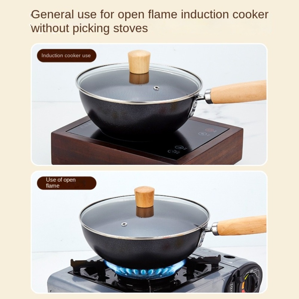 Hand-forged Mini Frying Pan Nonstick Uncoated Iron Pot Saucepan Kitchen Supplies with Lid Cast Iron Wok Gas Induction Cooker
