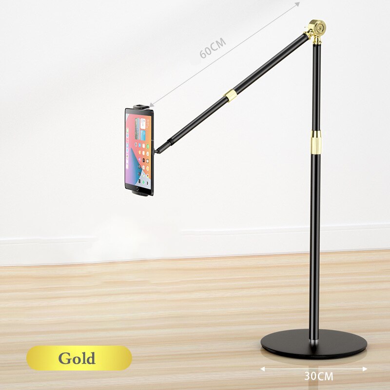 SMOYNG supporto pieghevole pieghevole per Tablet da pavimento con braccio lungo pieghevole per supporto da 5-13 pollici iPhone IPad pro12.9 supporto per lettino: Oro