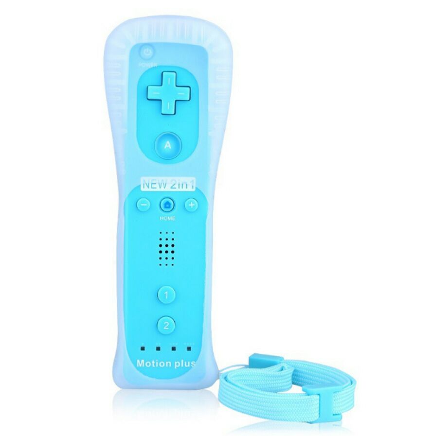 Bezprzewodowy pilot do konsol Nintendo i Wii, zdalne sterowanie, joystick, gamepad, 2 w 1, wbudowany system motion plus: right Light blue