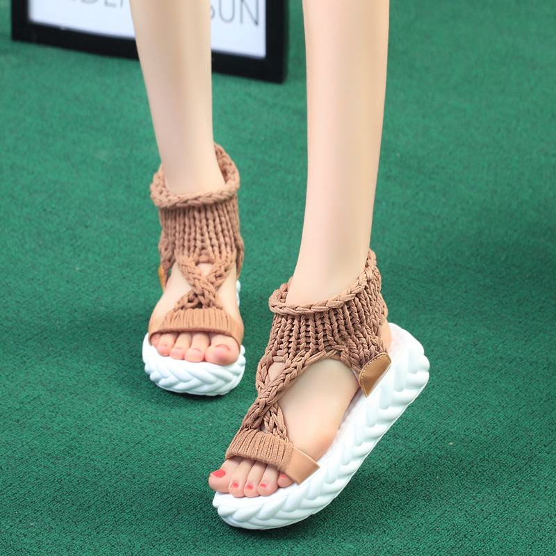 2024 Vrouwen Platform Sandalen Zomer Gladiator Sandalen Schoenen Dikke Hakken Dames Wit Sandalias Casual