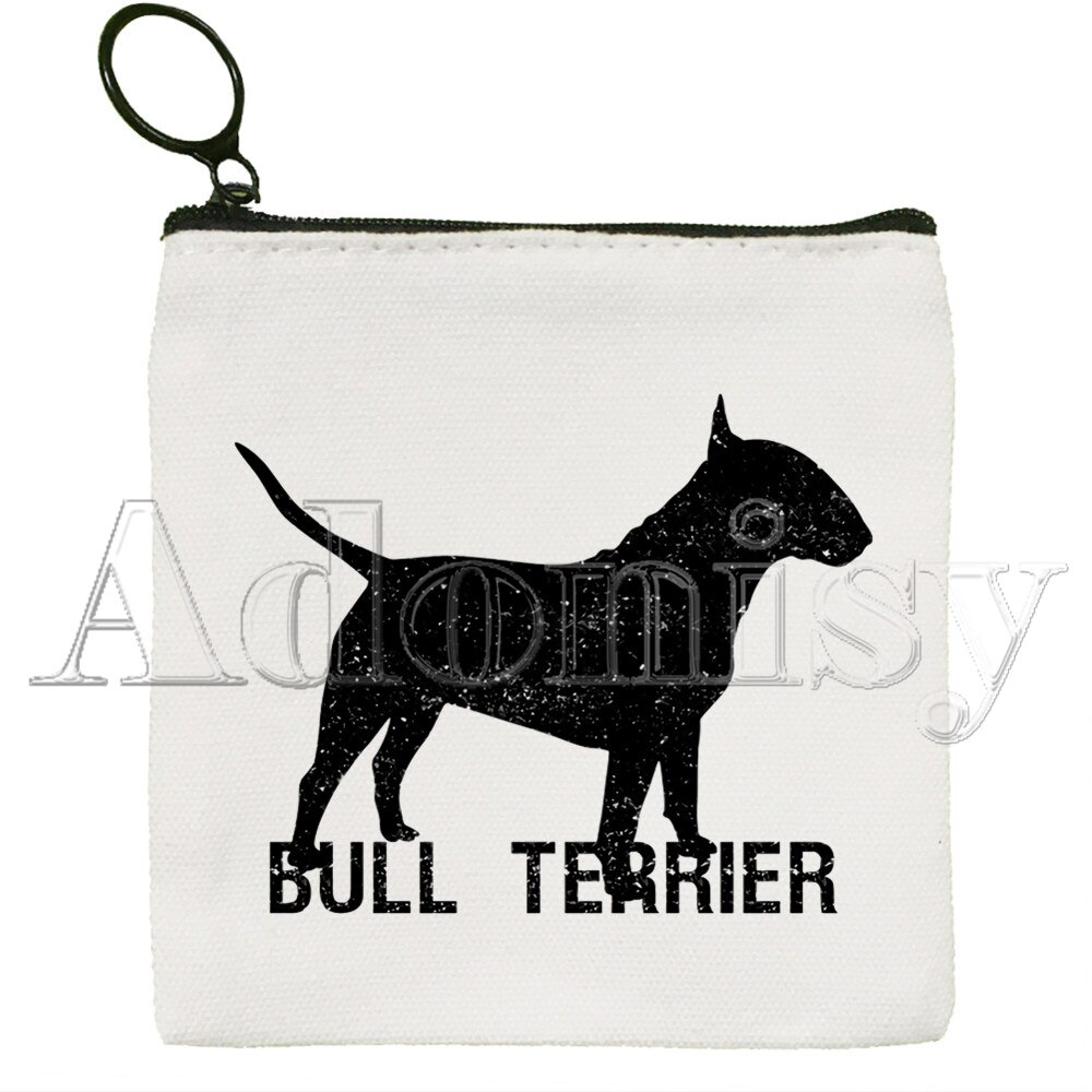 Bull Terrier borsa di tela borsa bianca pura, borsa con cerniera borsa portamonete pochette: F
