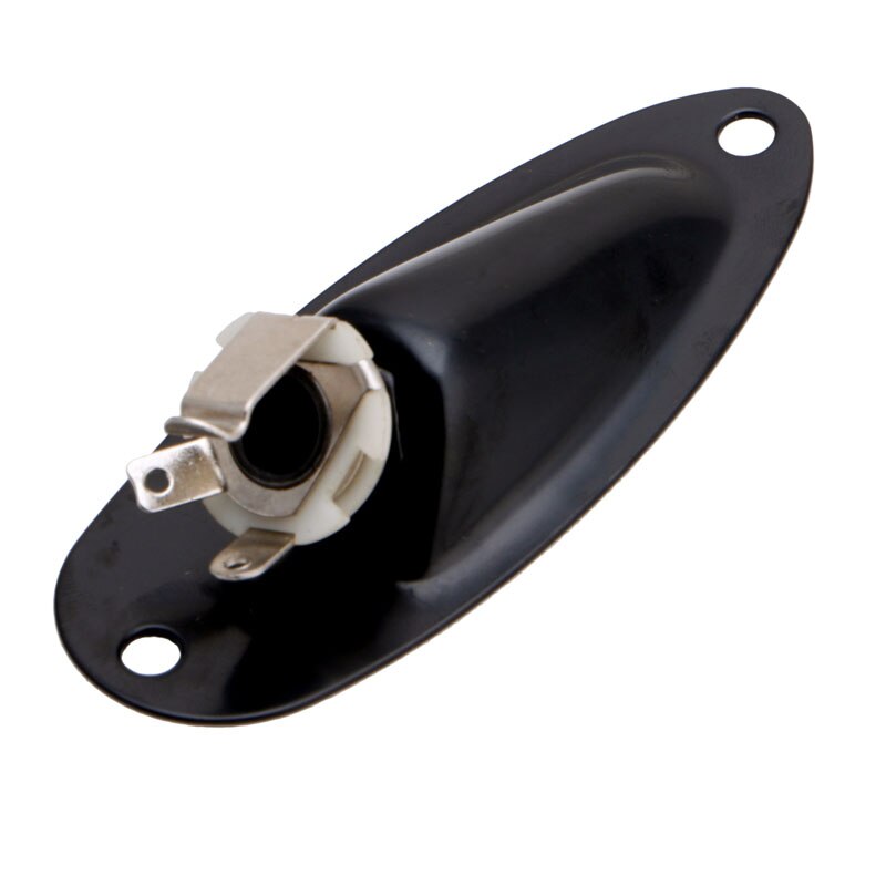 Black Boat Input Output Jack Plate Socket With Screws For Strat Guitar