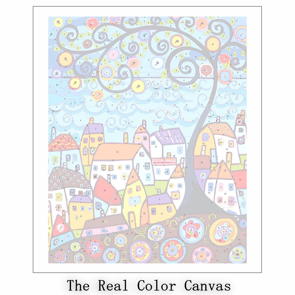 AZQSD Paint By Numbers For Adults House Oil Painting Art Draw By Number On Canvas Cartoon Hand Paint Kit Canvas Unframed