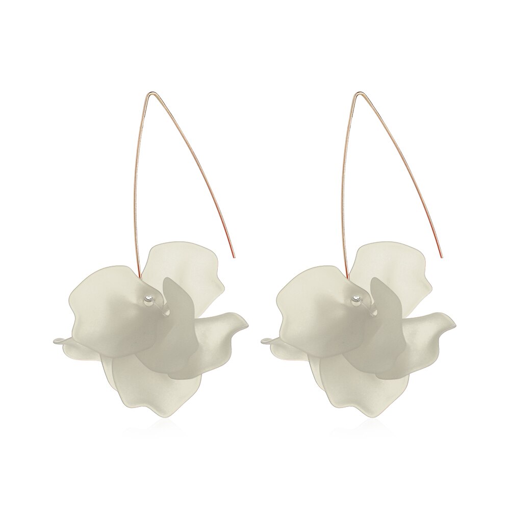 1 par nuevos diseños multicolor Flor de resina de pendientes largos Bohemia hecho a mano pétalos pendientes colgantes para de mujer: 1-Beige