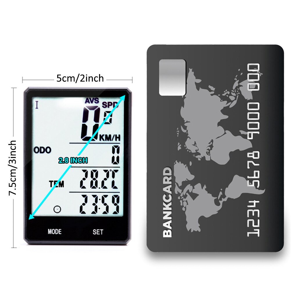 Wireless and Wired Bike Computer Large Screen Waterproof Luminous Velocimeter Stopwatch for Mountain Road Bicycles