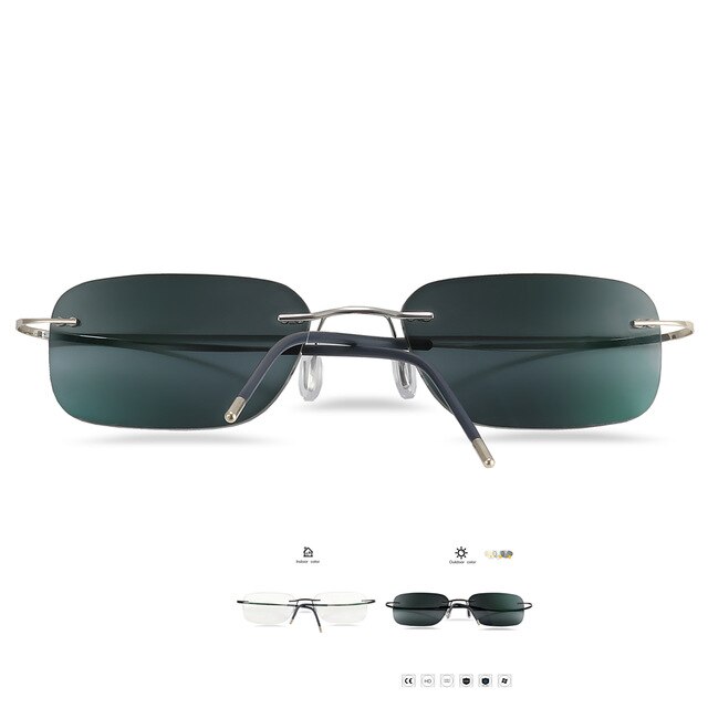 B Titanium Randloze Leesbril Meekleurende Grijs Zonnebril Mannen Vrouwen Outdoor Verziendheid Brillen 1.0 1.25 1.5 1.75 Lenzen: GRIJS / +100
