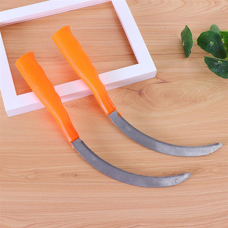 4Pcs Stainless Steel Serration Sickle Agricultural Gardening Crooked Sickle Plastic Handle Sharp Reaping Hook for Cultivating