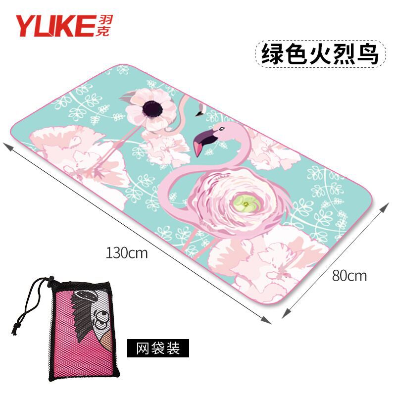 Yuke badehåndklæde absorberende hurtigtørrende voksen strand sports håndklæde kvinders fjedre absorberende håndklæde svømme eq: Ny stil flamingo pink