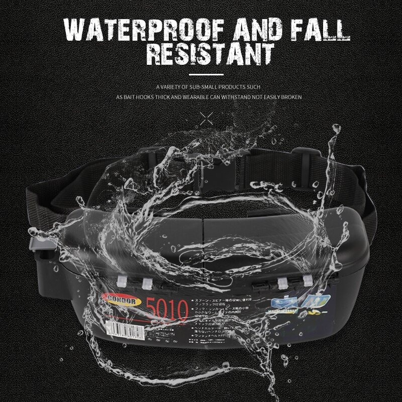 Fiskelok taljeboks multifunktionel fiskeboks bærbar vandtæt fiskegrej i plastik arrangørboks taljebælte fiskeri