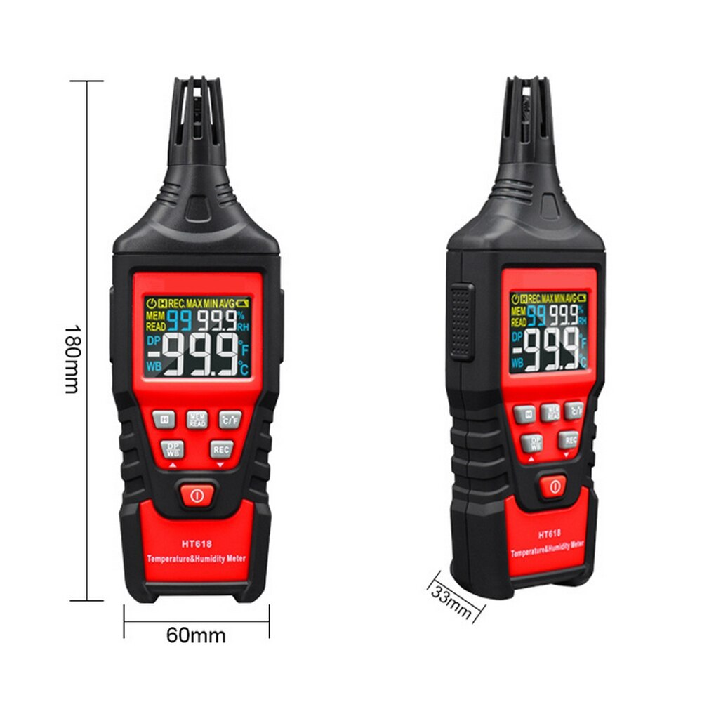 Ht618 bluetooth-gegevensbehoud micro-digitale hygrometer digitale temperatuur-vochtigheidsmeter overbelastingsindicatie eenheidsconversie