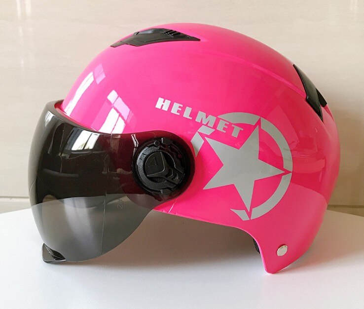 Motorrad Helm Rolle Fahrrad offen Gesicht Halb Baseball Kappe Anti-Uv Sicherheit Harte Hütte Moto-Cross Helm Radfahren Fahrrad Ausrügestochen: Rosa