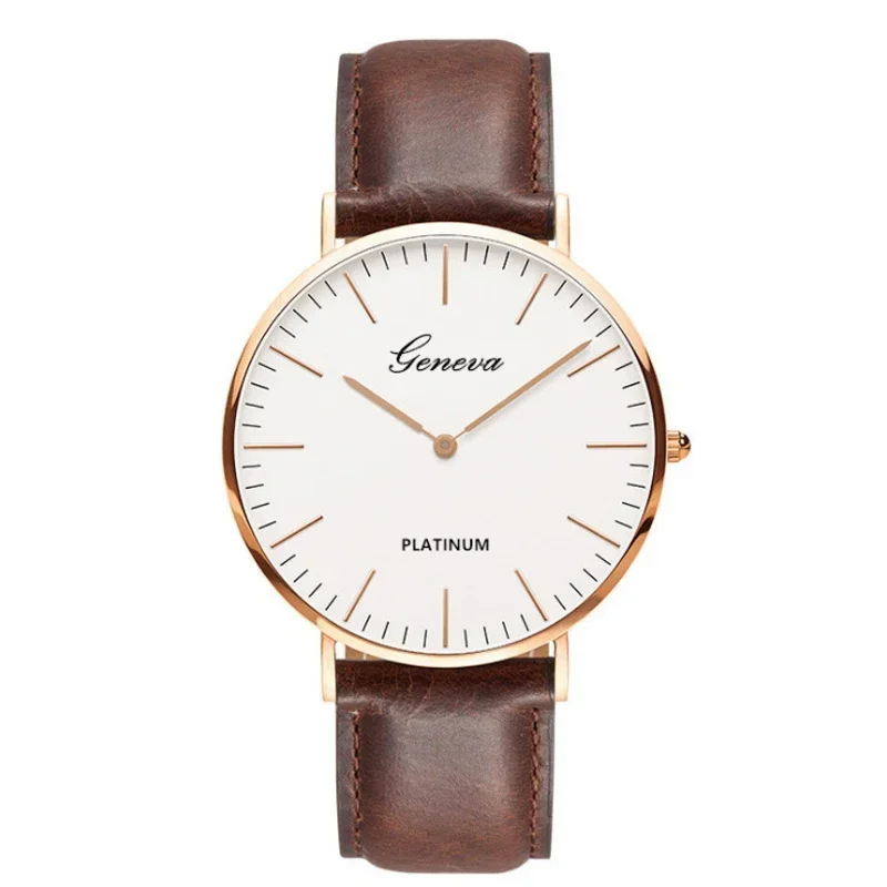 reloj para hombre, relojes ultrafinos informales a la , reloj de pulsera de cuarzo de cuero de negocios sencillo para hombre, reloj Masculino de lujo: Bronze