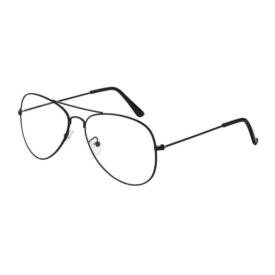Luftfart metalramme solbriller kvindelige klassiske optik briller gennemsigtig klar linse kvinder mænd briller optisk pilot stil: Sort