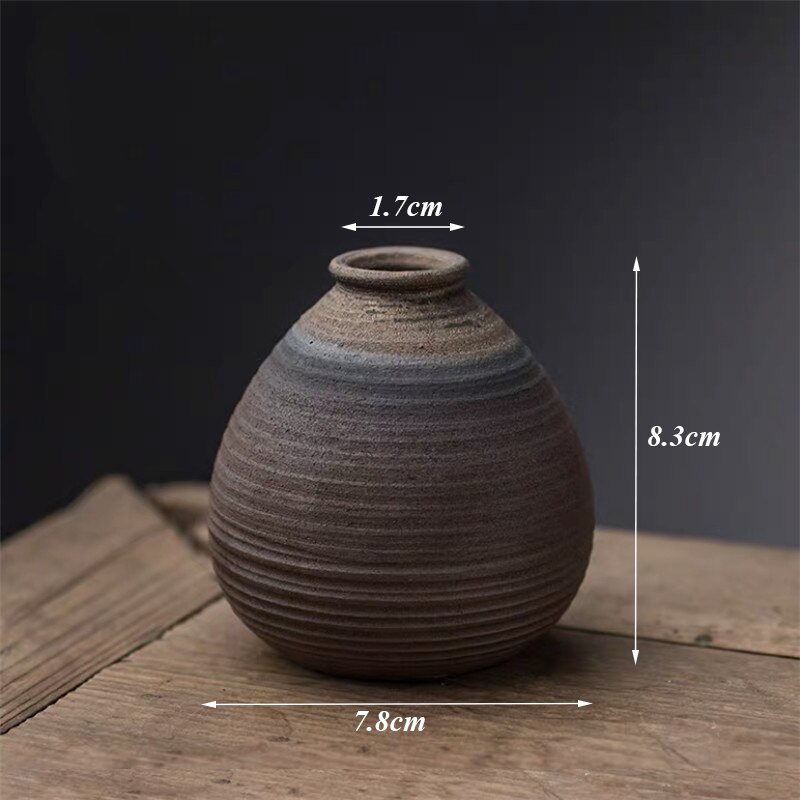 Handmade Small Ceramic Flower Japanese Coarse Pottery Flower Container Tea Ceremony Retro Home Decor Office Ornaments: E