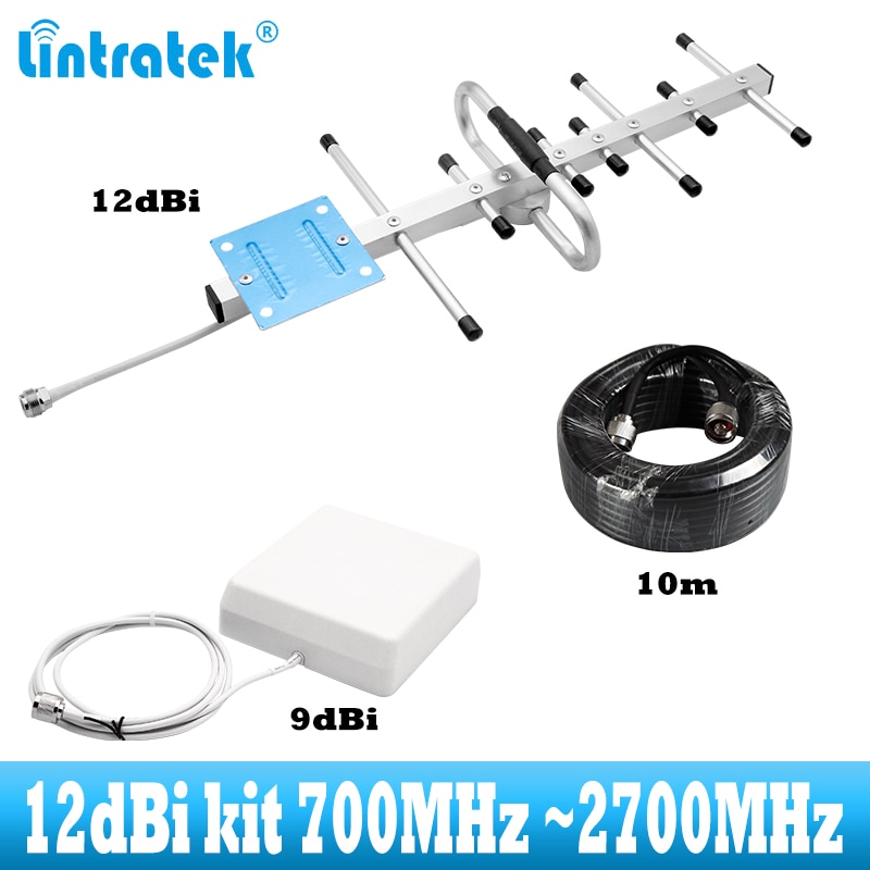 lintratek 2G 3G 4G 12dBi yagi antenna kit for 700~2700MHz cellular amplifier 4G LTE GSM 700 800 2600 Signal booster Repeater