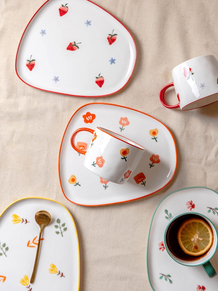 Travel Ceramic Coffee Mug Cup Milk Breakfast Luxury Coffee Mug Cute Small Turkish Canecas De Porcelana Coffee Cup And Saucer Set