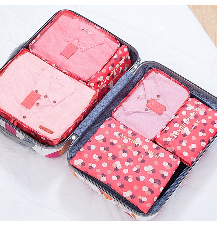 6 piece set / set Oxford knit bag travel bag storage bag luggage packaging cube storage bag clothing: D5