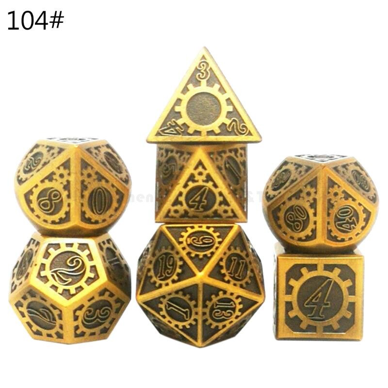 Jeu de dés en métal jeu de dés polyèdre en métal jeux de rôle RPG mdn jeu de société D4 D6 D8 D10 D12 D20 pour D & D: Type 104