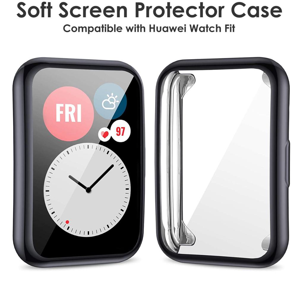 Funda chapada para Huawei Watch fit 2, accesorios para reloj inteligente, Protector de pantalla integral de parachoques de TPU, funda de reloj Huawei fit2