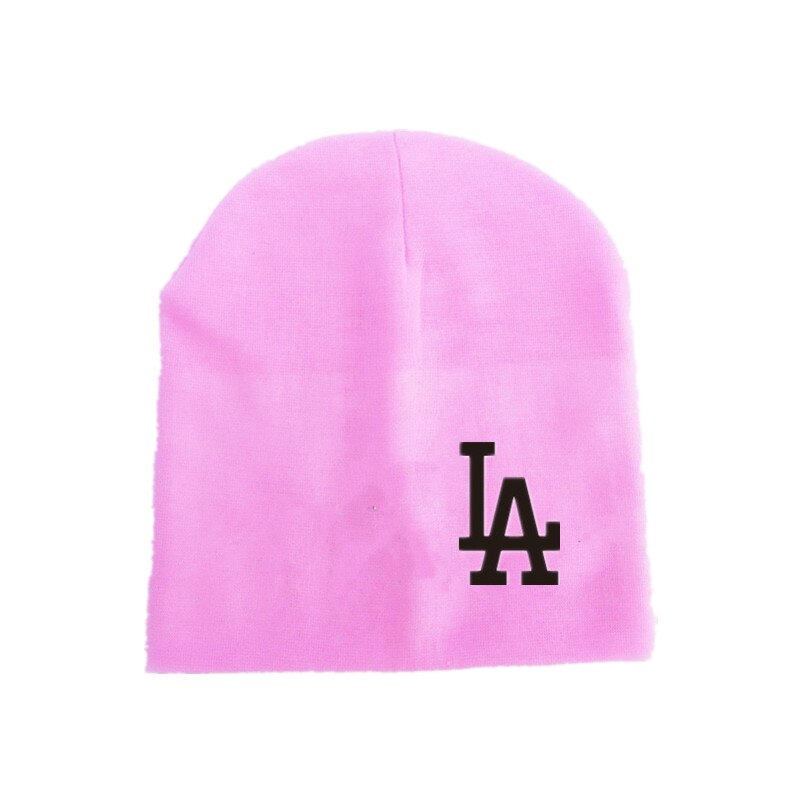 baby cap letter LA children&#39;s Autumn Baby girl Hat Boy Cap Kids cotton Beanie bonnet Children for boy toddler hat: Pink