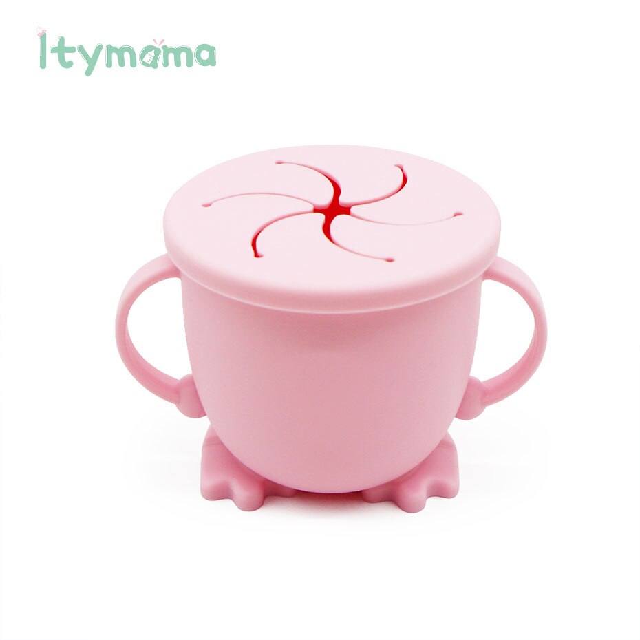 Silicone Tasse De Casse-Croûte Pour Les Tout-petits et Les Enfants Bébé Apprentissage D'alimentation Tasses Vaisselle Pour Enfants SANS BPA De Alimentaire En Silicone Étanche: SN002-1 Pink