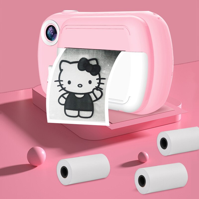 Crianças câmera crianças impressão instantânea câmera com 3 rolos térmica foto papéis 3.5 Polegada 12mp 1080p hd câmera de vídeo digital para crianças