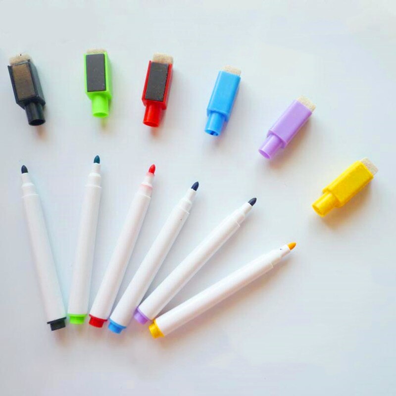 8 Kleuren/Set Magnetische Uitwisbare Kleine Whiteboard Pen Kinderen Student Briefpapier Niet Giftig Graffiti Borstel Pen School Kantoor supply