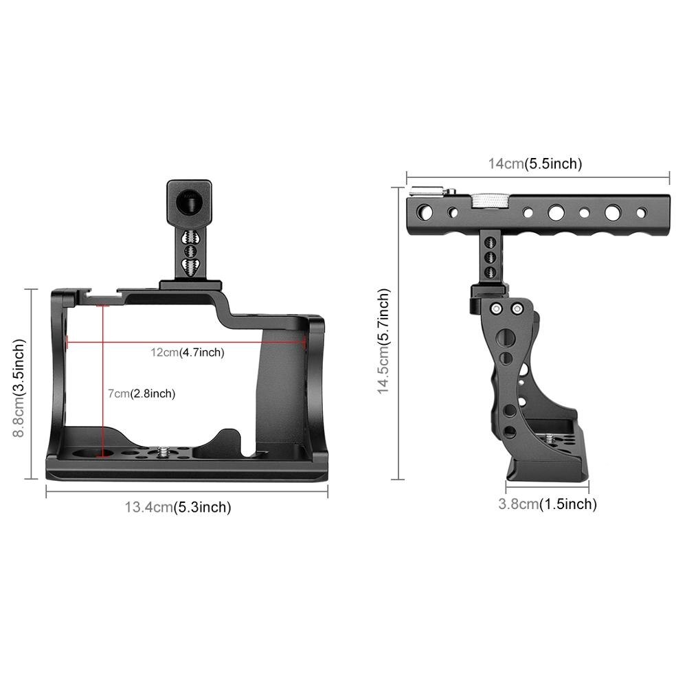 PULUZ Video Camera Cage Stabilizer for Canon EOS M50 DSLR for Sony A6600 / ILCE-6600 Camera Stabilizer with Handle Grip