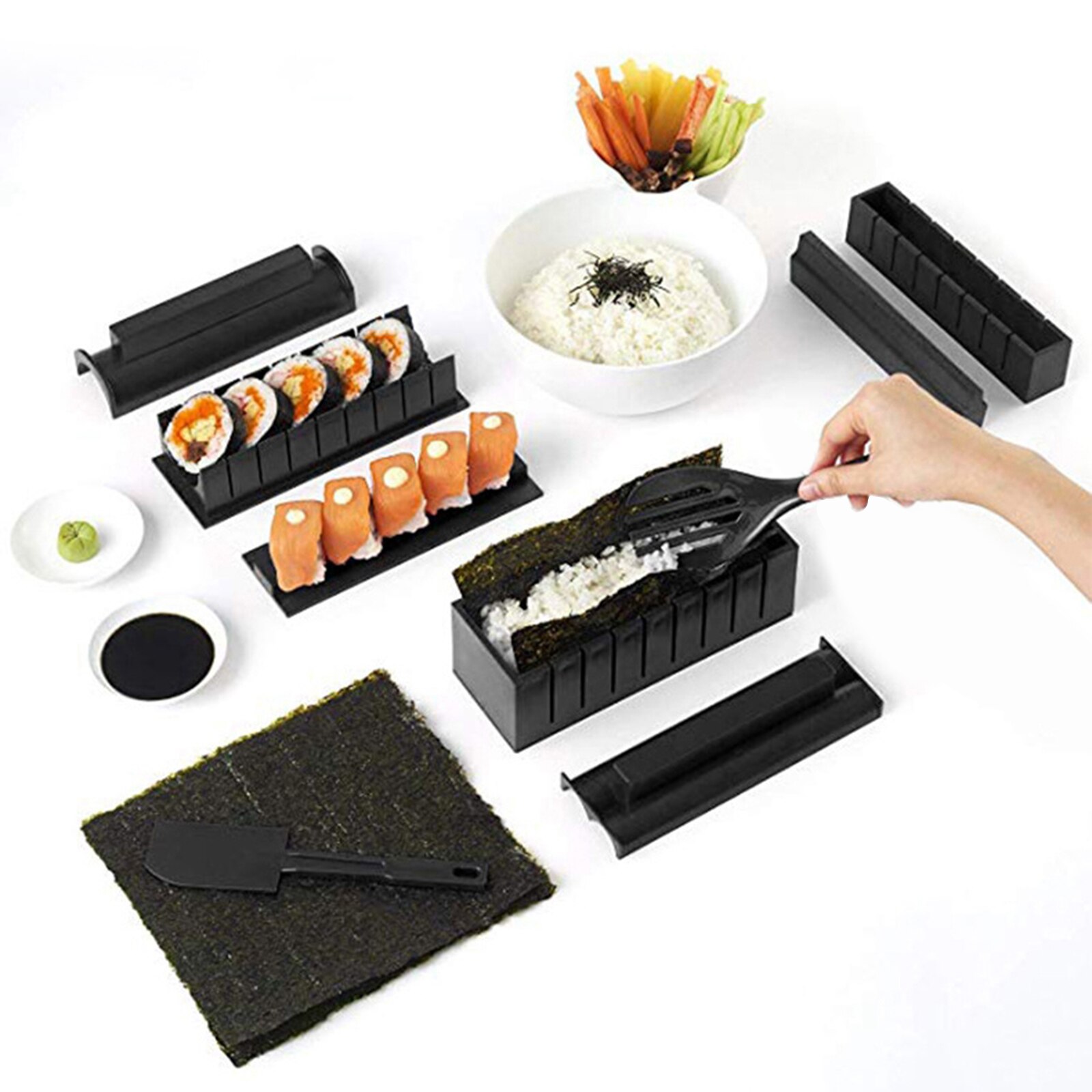 11 Stuks Sushi Maken Kit Voor Beginners, Plastic Sushi Maker Tool Huishouden,