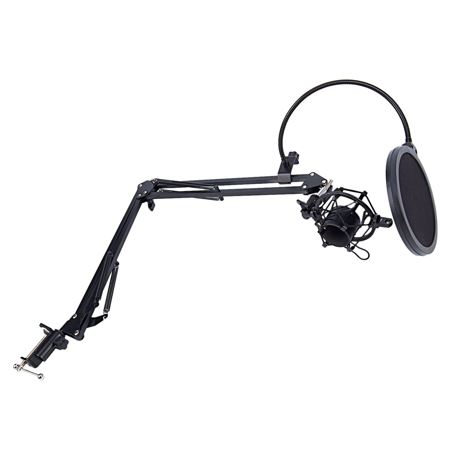 FFYY-NB-35 Microphone Scissor Arm Stand and Table Mounting Clamp&amp;NW Filter Windscreen Shield &amp; Metal Mount Kit