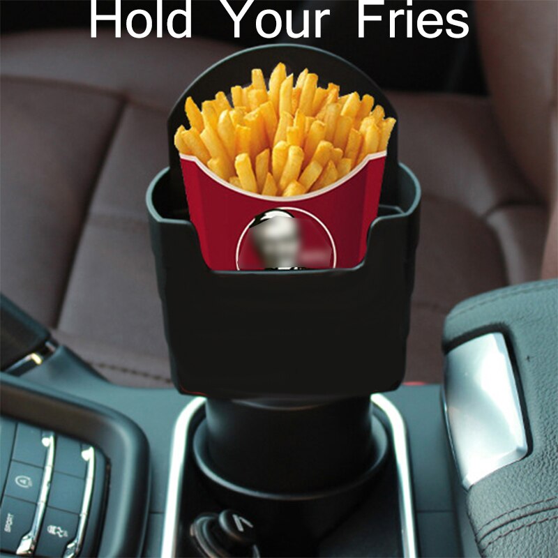 HLEST Auto Fries Holder Drink Voedsel Bekerhouder Food Grade Materialen Opbergdoos Emmer Reizen Eten in de auto rood en Zwart