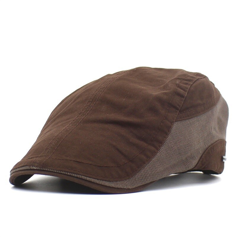 Cotton Solid Newsboy Caps Flat Peaked Cap Outdoor Men and Women Painter Beret Hats 26: Brown