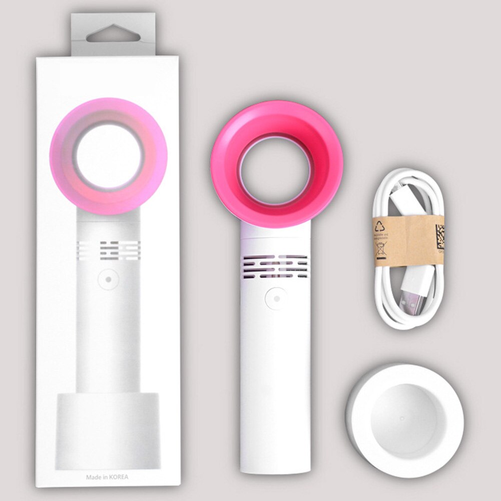 Handheld Bladeless Fan USB Rechargeable 3 Gears Adjustable Cooling Fan No Leaf Handy Cooling Fan Air Cooler Fans For Outdoor